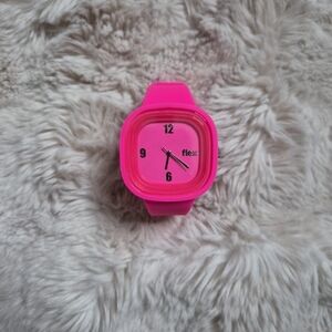 Flex Watch Bright Pink Neon Silicone Band Mod Large Analog Streetwear Y2K Style